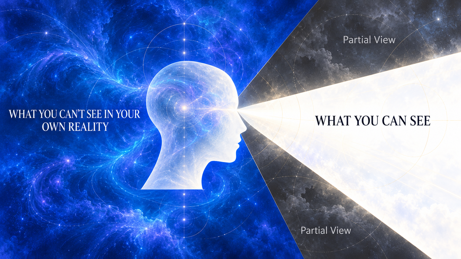 Diagram contrasting what can be seen directly with partial views beyond the central field.