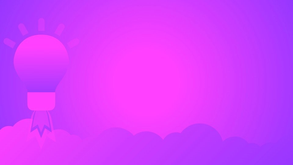 Transpersonal Image 14: A pink light bulb rises above rounded cloud shapes against a violet and magenta background.